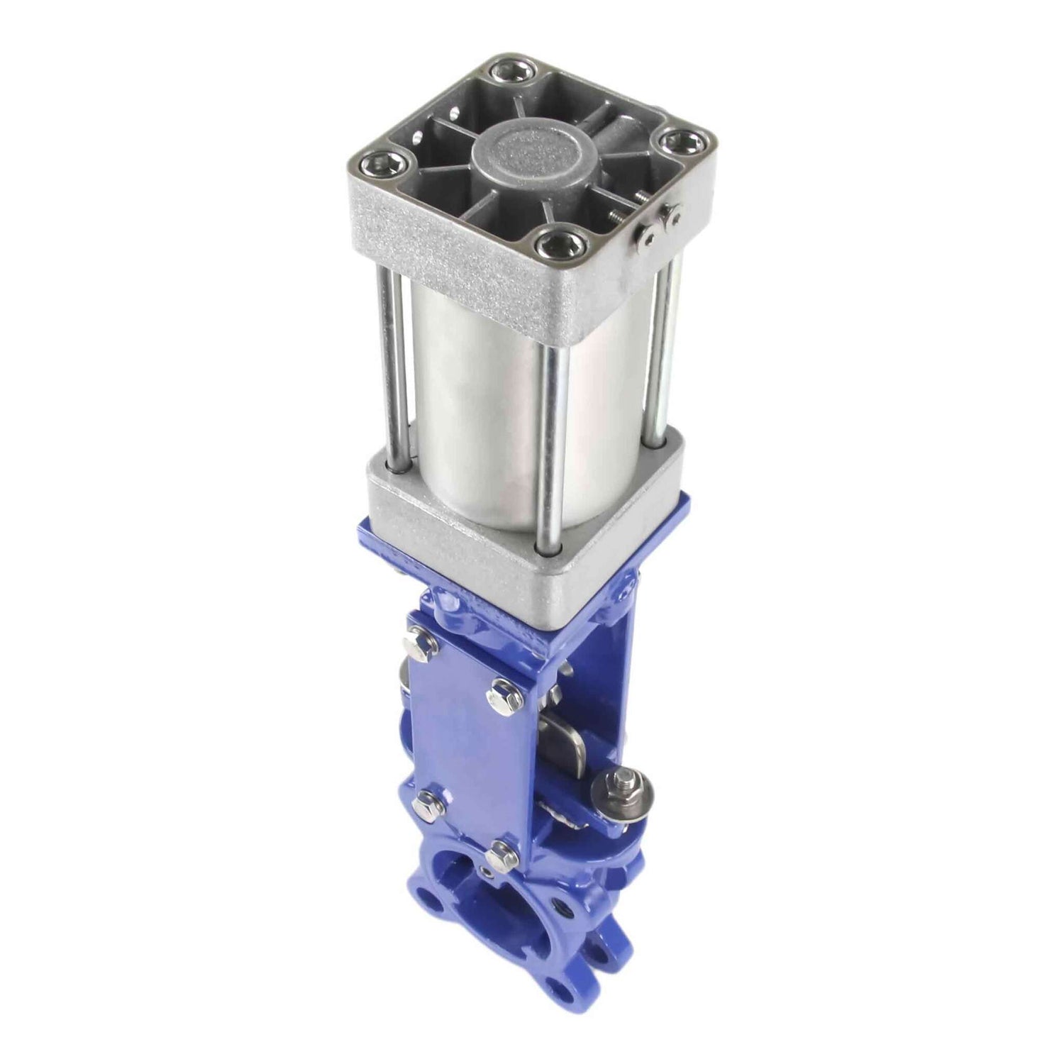 Knife gate valve Elephant GVKN3431M-1W-Fb-2P PN10, body material - Carbon Steel WCB, knife material - stainless steel AISI 304, seal - METAL, pneumatic actuator