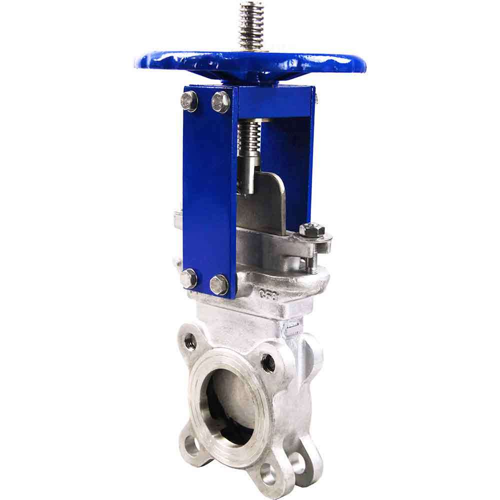 Knife gate valve Elephant GVKR3232E-1W-Fb-S, body material - stainless steel AISI 316, knife material - stainless steel AISI 316, seal - EPDM, handwheel operated