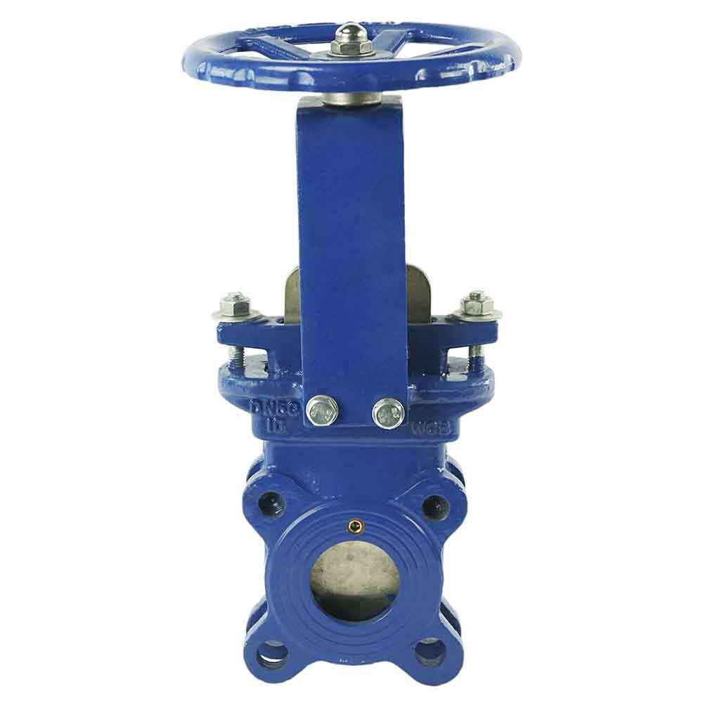 Knife gate valve Elephant GVKN3431M-1W-Fb-S body material - carbon steel WCB, knife material - stainless steel AISI 304, seal - METAL, handwheel operated
