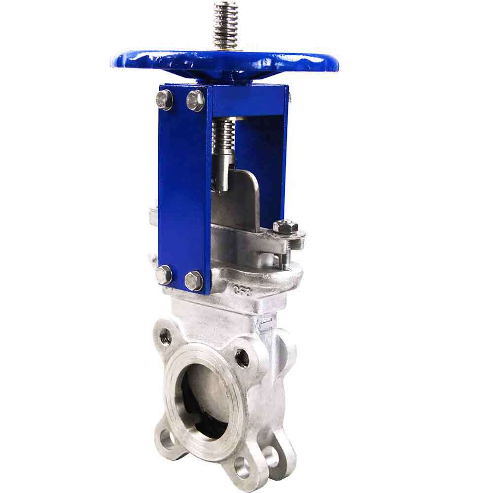 Knife gate valve Elephant GVKR3131M-1W-Fb-S, body material - stainless steel AISI 304, knife material - stainless steel AISI 304, seal - METAL, handwheel operated