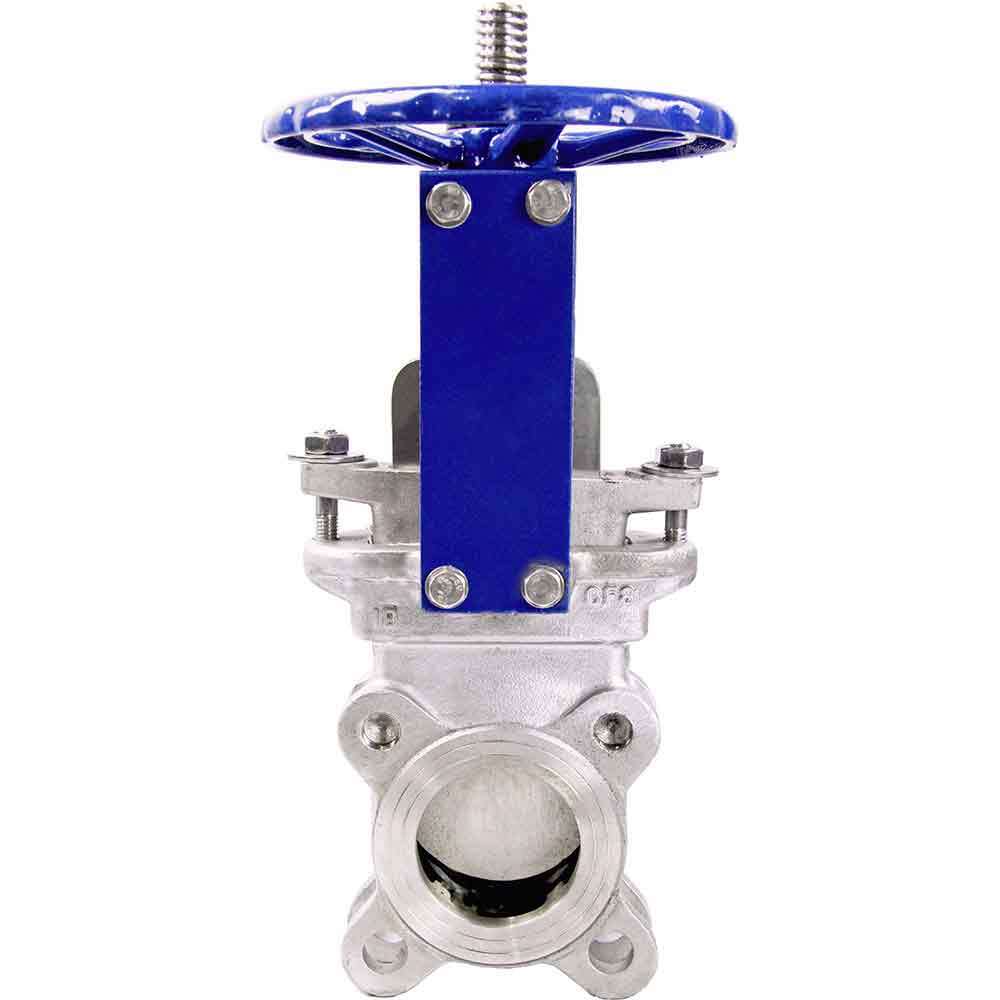 Knife gate valve Elephant GVKR3232E-1W-Fb-S, body material - stainless steel AISI 316, knife material - stainless steel AISI 316, seal - EPDM, handwheel operated