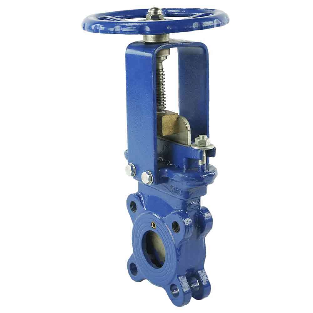 Knife gate valve Elephant GVKN3431M-1W-Fb-S body material - carbon steel WCB, knife material - stainless steel AISI 304, seal - METAL, handwheel operated