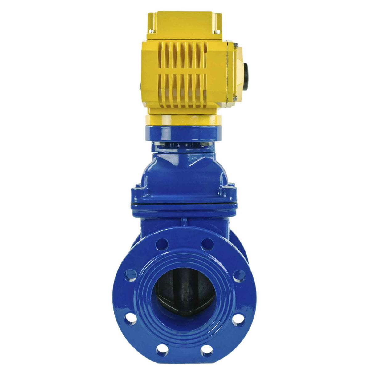 Wedge gate valve blue Elephant-GGG50-EPDM-F4-BLUE 16 bar class 150 T=230-248°F flange connection, with rubber lined wedge EPDM, electric actuator Elephant MT-380, 380V