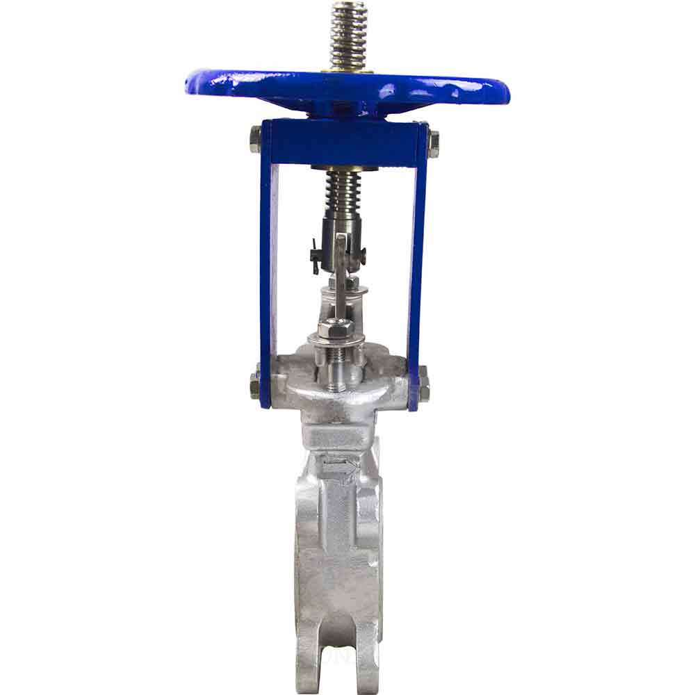 Knife gate valve Elephant GVKR3232E-1W-Fb-S, body material - stainless steel AISI 316, knife material - stainless steel AISI 316, seal - EPDM, handwheel operated