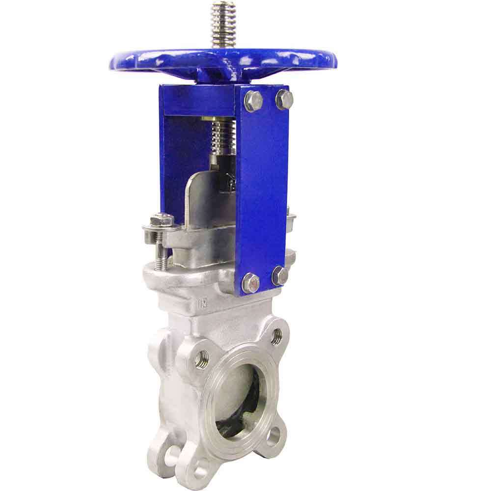 Knife gate valve Elephant GVKR3131M-1W-Fb-S, body material - stainless steel AISI 304, knife material - stainless steel AISI 304, seal - METAL, handwheel operated
