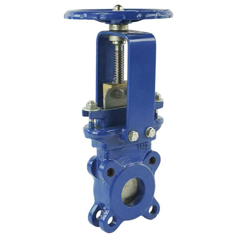 Knife gate valve Elephant GVKN3431M-1W-Fb-S body material - carbon steel WCB, knife material - stainless steel AISI 304, seal - METAL, handwheel operated