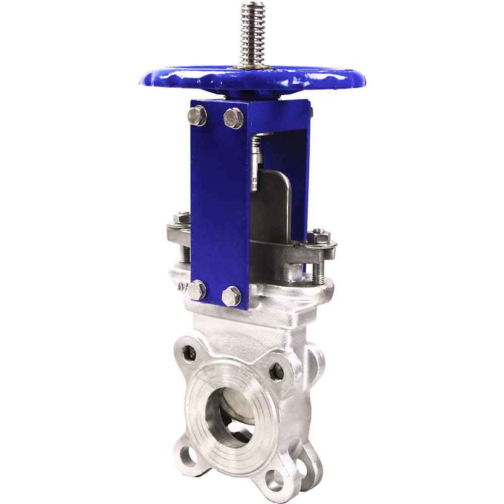 Knife gate valve Elephant GVKR3232M-1W-Fb-S, body material - stainless steel AISI 316, knife material - stainless steel AISI 316, seal - METAL, handwheel operated