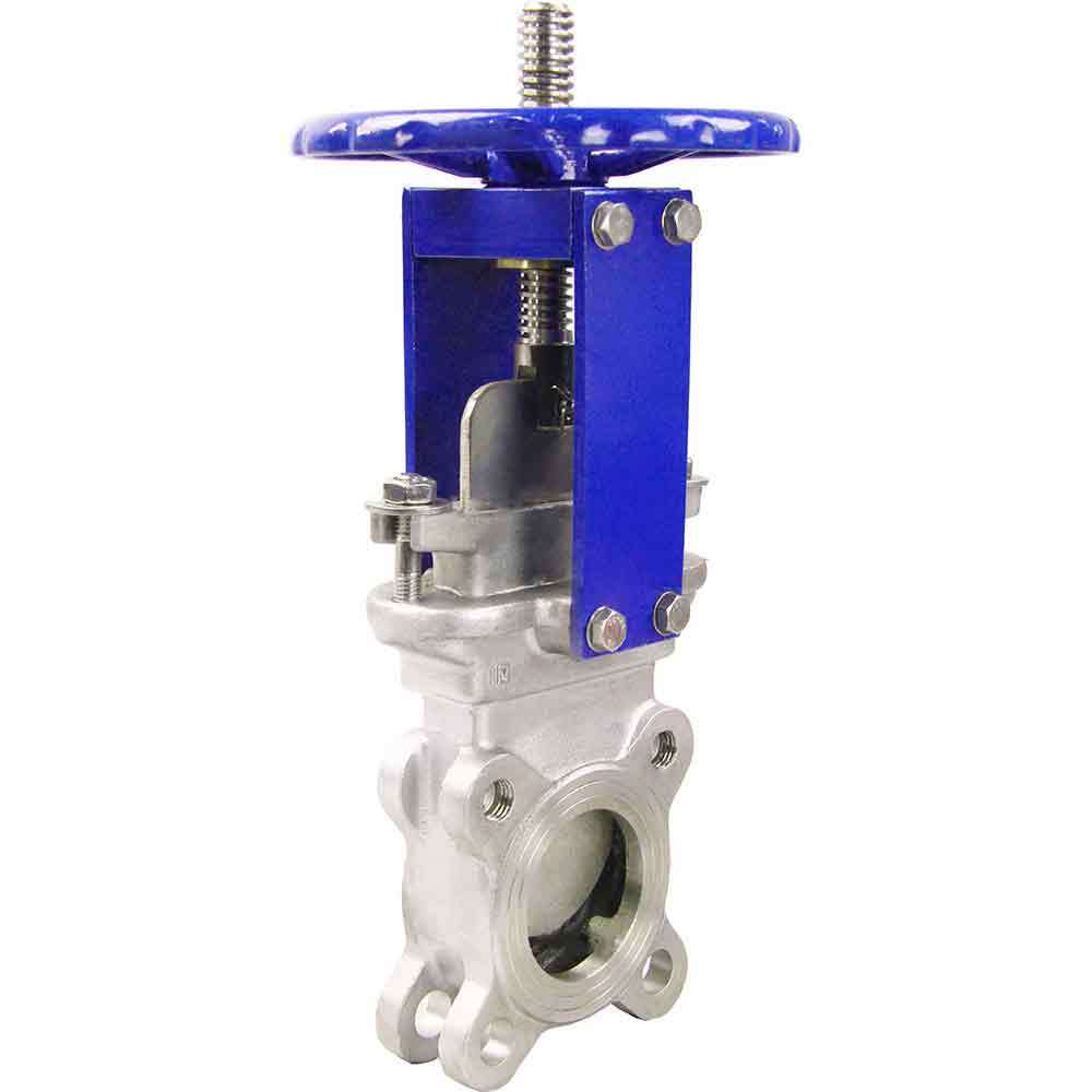 Knife gate valve Elephant GVKR3232E-1W-Fb-S, body material - stainless steel AISI 316, knife material - stainless steel AISI 316, seal - EPDM, handwheel operated