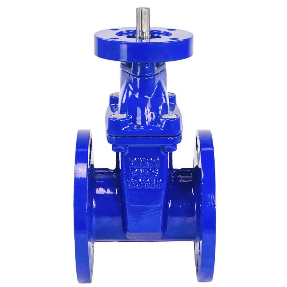 Wedge gate valve Elephant GVWN1414E-2W-F (F4) BLUE PN10, body material - cast iron GGG50, wedge material - cast iron + EPDM, seal - EPDM, stem only