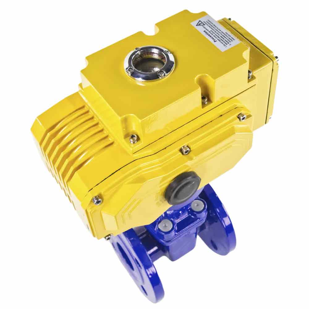 Wedge gate valve Elephant 16 bar flange connection, body material - cast iron GGG50, wedge material - rubber, seal - EPDM, color - blue, electric actuator MT-200-220, 220V