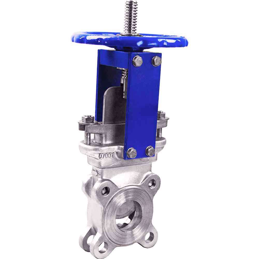 Knife gate valve Elephant GVKR3232M-1W-Fb-S, body material - stainless steel AISI 316, knife material - stainless steel AISI 316, seal - METAL, handwheel operated