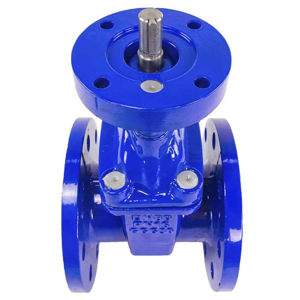 Wedge gate valve Elephant GVWN1414E-2W-F (F4) BLUE PN10, body material - cast iron GGG50, wedge material - cast iron + EPDM, seal - EPDM, stem only