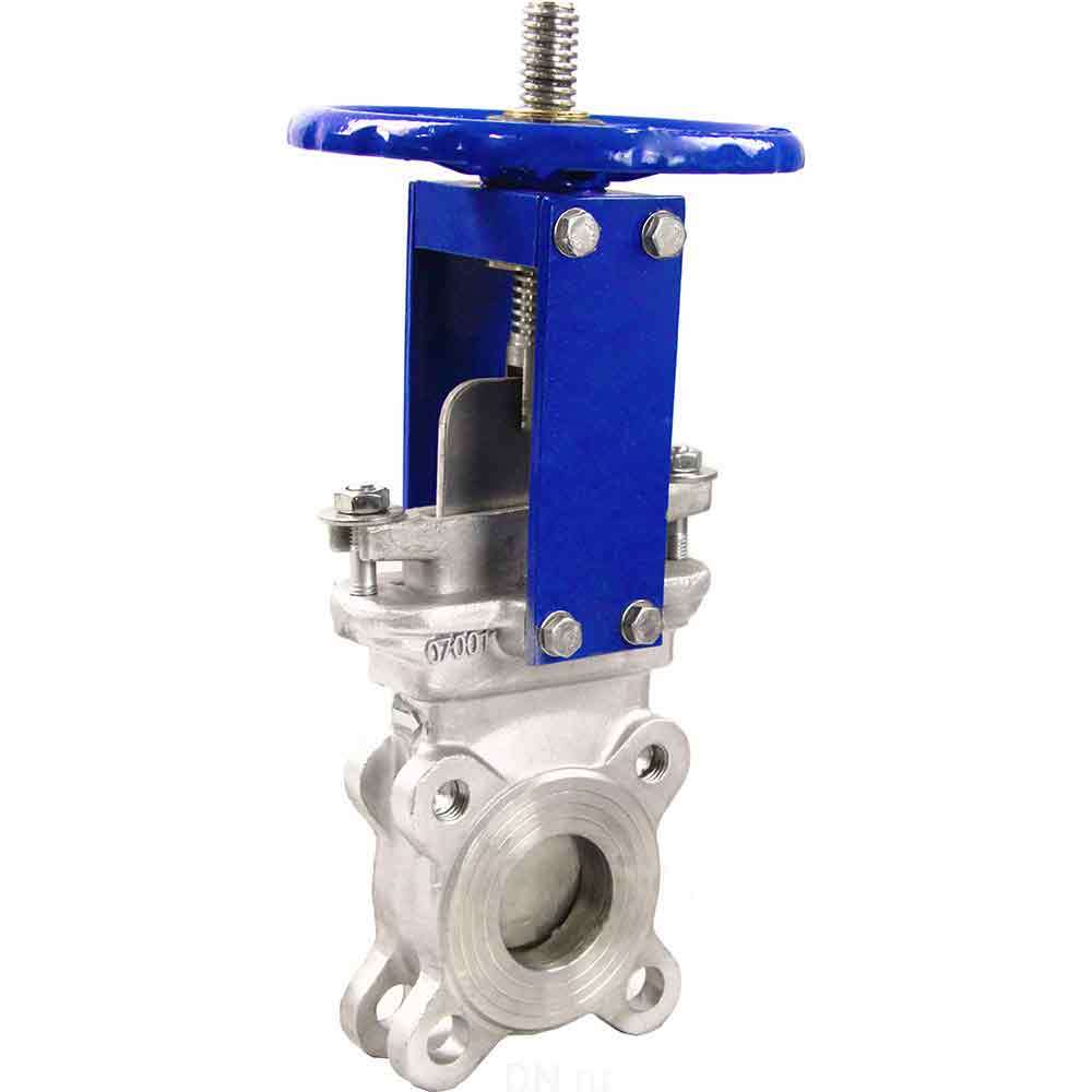 Knife gate valve Elephant GVKR3232E-1W-Fb-S, body material - stainless steel AISI 316, knife material - stainless steel AISI 316, seal - EPDM, handwheel operated
