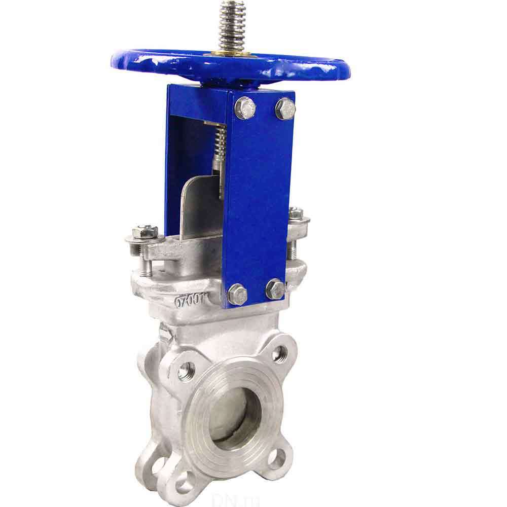 Knife gate valve Elephant GVKR3131M-1W-Fb-S, body material - stainless steel AISI 304, knife material - stainless steel AISI 304, seal - METAL, handwheel operated