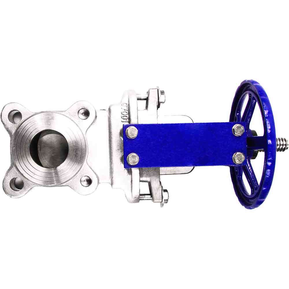 Knife gate valve Elephant GVKR3232M-1W-Fb-S, body material - stainless steel AISI 316, knife material - stainless steel AISI 316, seal - METAL, handwheel operated
