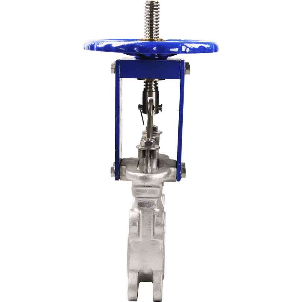 Knife gate valve Elephant GVKR3232M-1W-Fb-S, body material - stainless steel AISI 316, knife material - stainless steel AISI 316, seal - METAL, handwheel operated