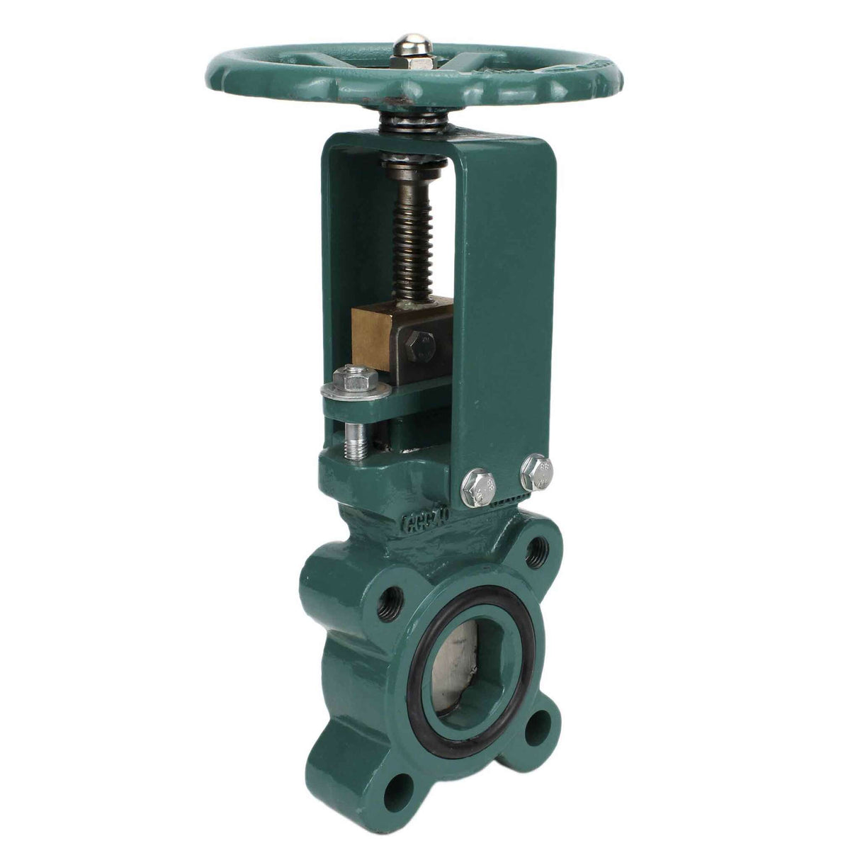 Knife Gate Valve Elephant GVKR1331M-1W-Fb-S 16 bar, wafer type, body material - Cast iron GGG-40, seal - metal, with retractable spindle, handwheel operated