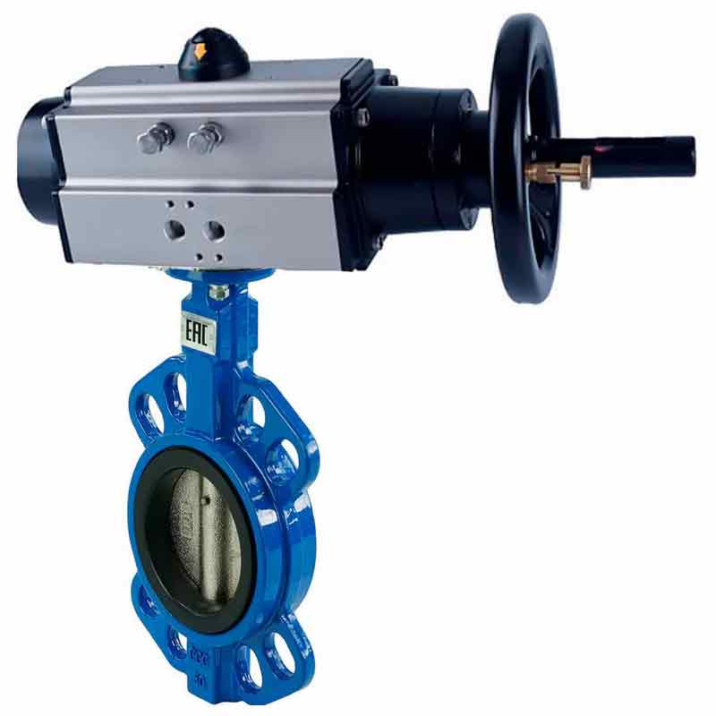 Water Butterfly Valve Elephant WBV1432N-2W-Fb body material - Cast iron GGG50/EN-GJS-500-7, disk material - Stainless steel AISI 316L/1.4404, seal - NBR with pneumatic actuator double acting PA-DA-105-1