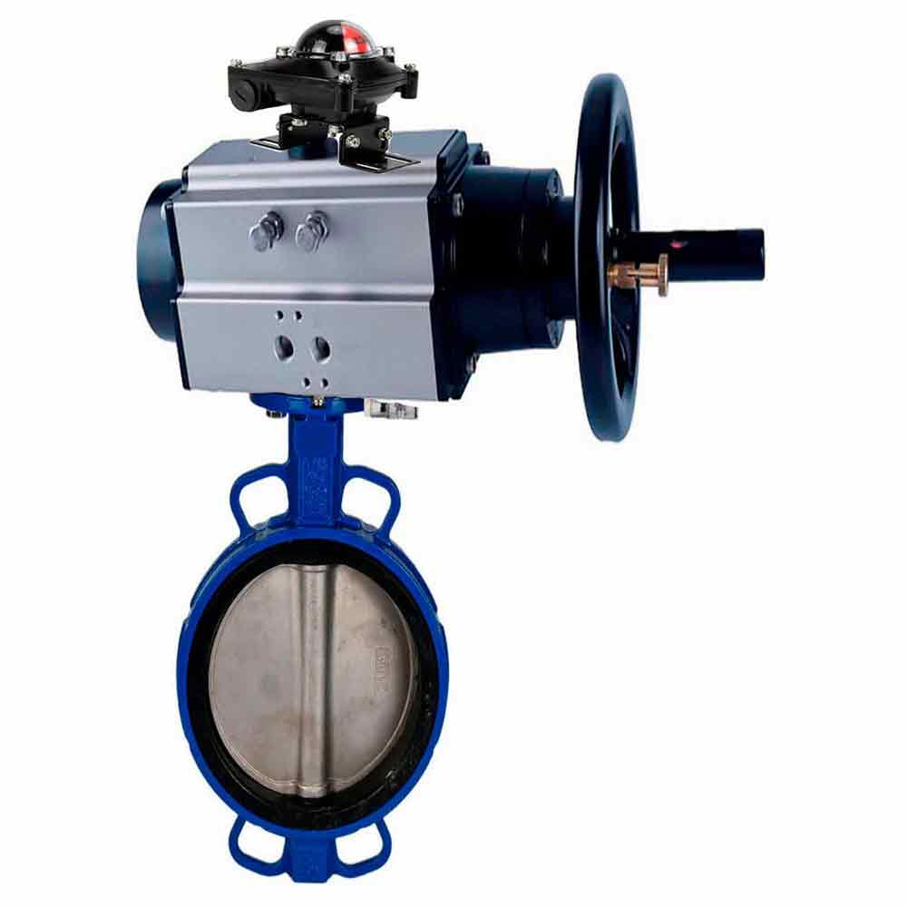 Water Butterfly Valve Elephant WBV1413E-2W-Fb body material - Cast iron GGG50/EN-GJS-500-7, disk material - Cast iron GGG40/EN-GJS-400-15, seal - EPDM with pneumatic actuator double acting PA-DA-105-1, limit switch APL-510N-EX