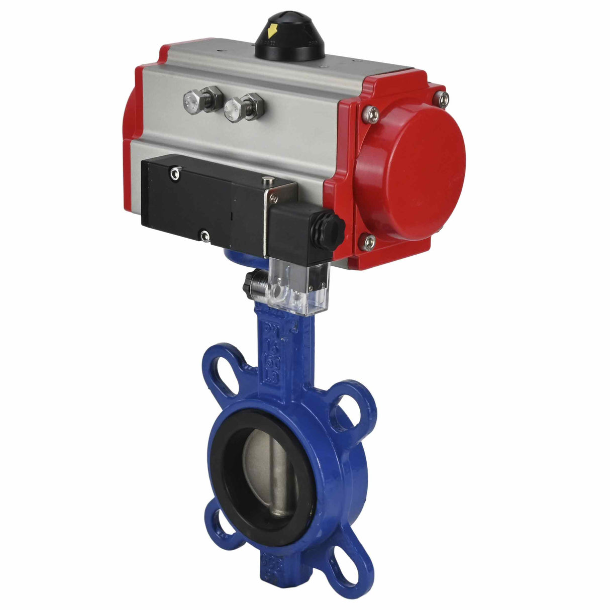 Water Butterfly Valve Elephant WBV1332N-2W-Fb-H body material - Cast iron GGG50, disk material - Stainless steel 316L, seal - NBR with pneumatic actuator with return springs SA, pneumatic distributor 4M310-08 NAMUR  24V