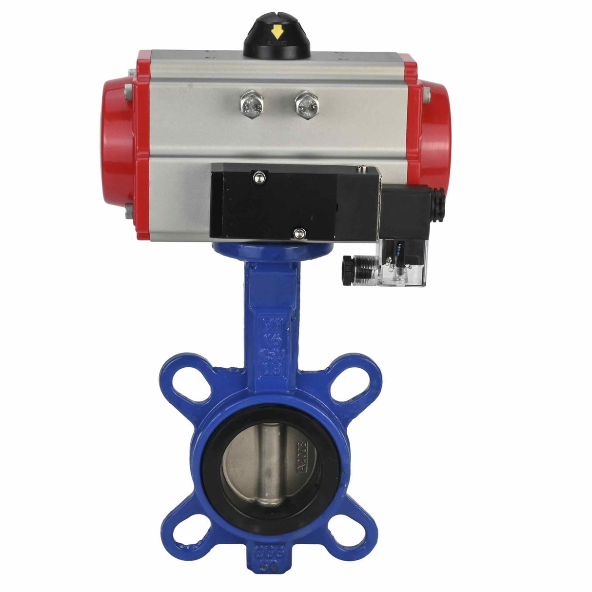 Water Butterfly Valve Elephant WBV1332N-2W-Fb-H body material - Cast iron GGG50, disk material - Stainless steel 316L, seal - NBR with double-acting pneumatic actuator DA and pneumatic distributor 4M310-08 NAMUR  220V