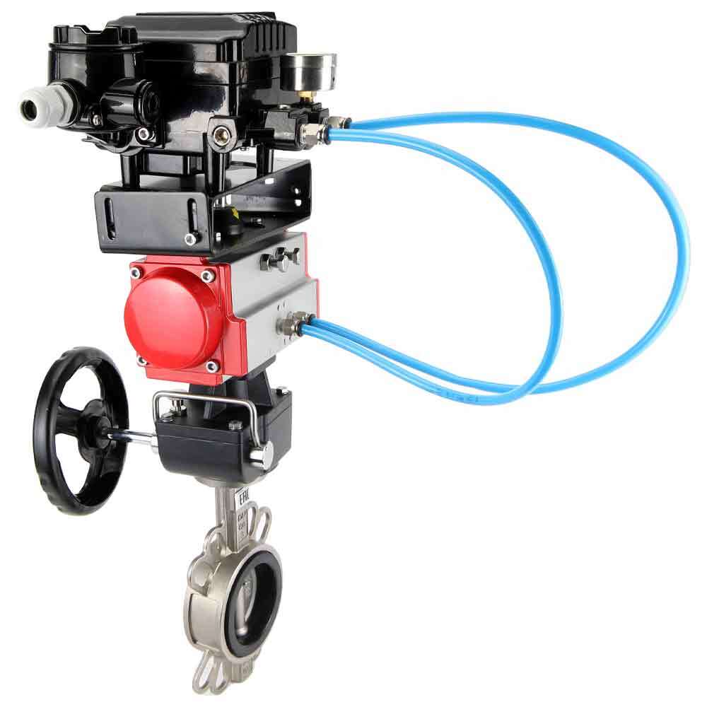 Water Butterfly Valve Elephant 316l-viton-da-hdm-yt1000rsi, body material - stainless steel AISI 316L, disk material - stainless steel AISI 316L, seal - VITON, pneumatic actuator operated