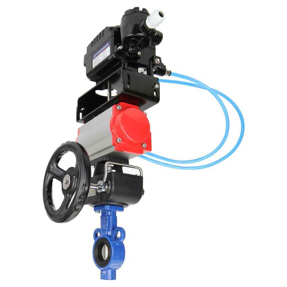 Water Butterfly Valve Elephant st-316l-viton-da-hdm-yt1000rsn, body material - carbon steel WCB, disk material - stainless steel AISI 316L, seal - VITON, pneumatic actuator operated