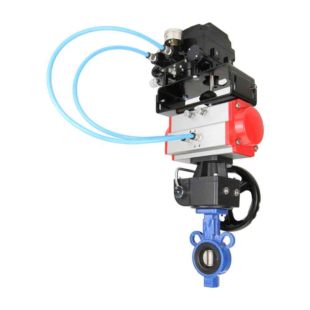 Water Butterfly Valve Elephant st-316l-viton-da-hdm-yt1000rsn, body material - carbon steel WCB, disk material - stainless steel AISI 316L, seal - VITON, pneumatic actuator operated