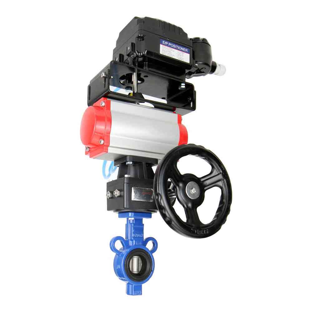 Water Butterfly Valve Elephant st-316l-viton-da-hdm-yt1000rsi, body material - carbon steel WCB, disk material - stainless steel AISI 316L, seal - VITON, pneumatic actuator operated
