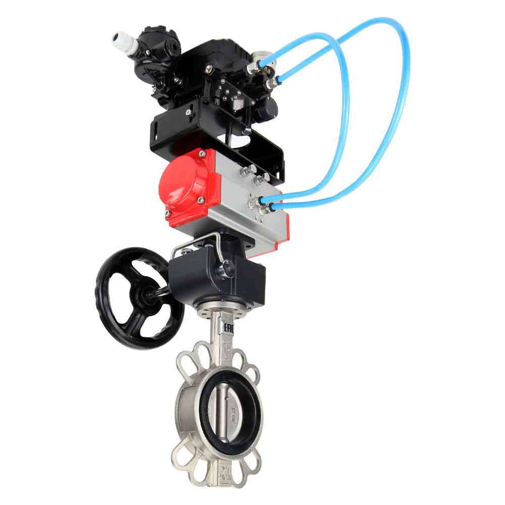 Water Butterfly Valve Elephant 316l-viton-da-hdm-yt1000rsi, body material - stainless steel AISI 316L, disk material - stainless steel AISI 316L, seal - VITON, pneumatic actuator operated