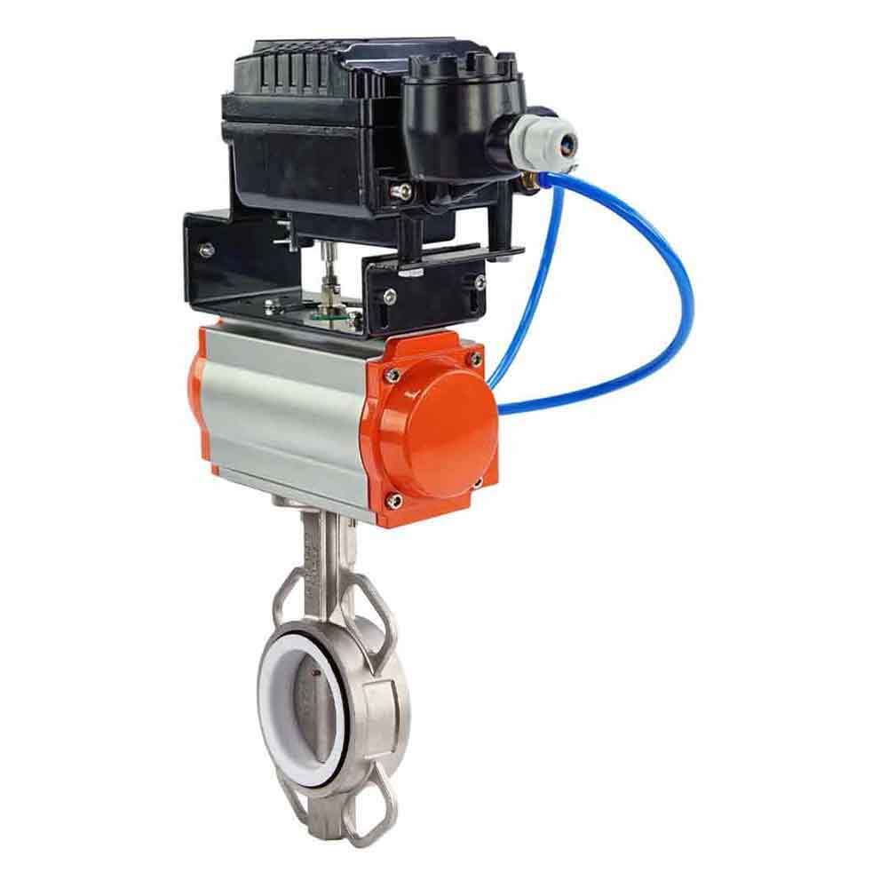 Water Butterfly Valve Elephant 316l-ptfe-elephant-da-yt1000rsi, body material - stainless steel AISI 316L, disk material - stainless steel AISI 316L, seal - PTFE, pneumatic actuator operated