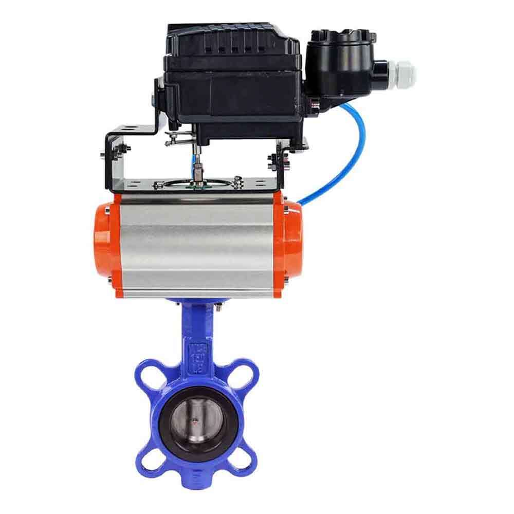 Water Butterfly Valve Elephant st-316l-nbr-elephant-da-yt1000rsi, body material - carbon steel WCB, disk material - stainless steel AISI 316L, seal - NBR, pneumatic actuator operated