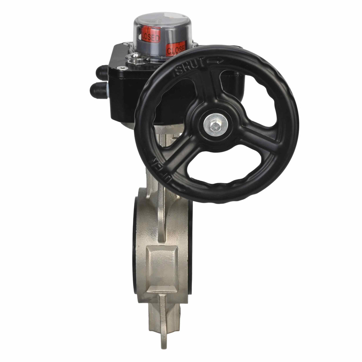 Water butterfly valve Elephant 316L-316L-VITON body material - stainless steel AISI 316L, disk material - stainless steel AISI 316L, seal - Viton with gear Elephant HGB, with position indicator