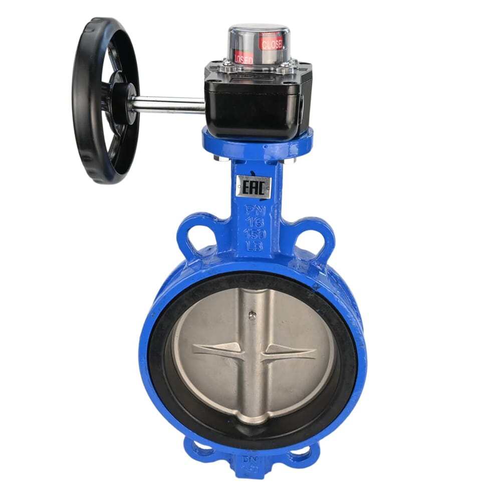 Water butterfly valve Elephant GG25-316L-NBR body material - cast iron GG25, disk material - stainless steel 316L, seal - NBR with gear Elephant HGBF, with position indicator and feedback sensor