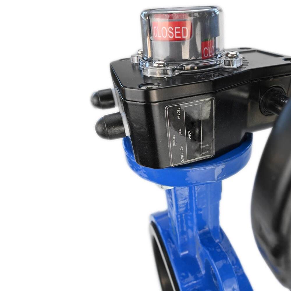 Water butterfly valve Elephant GG25-316L-NBR body material - cast iron GG25, disk material - stainless steel 316L, seal - NBR with gear Elephant HGBF, with position indicator and feedback sensor