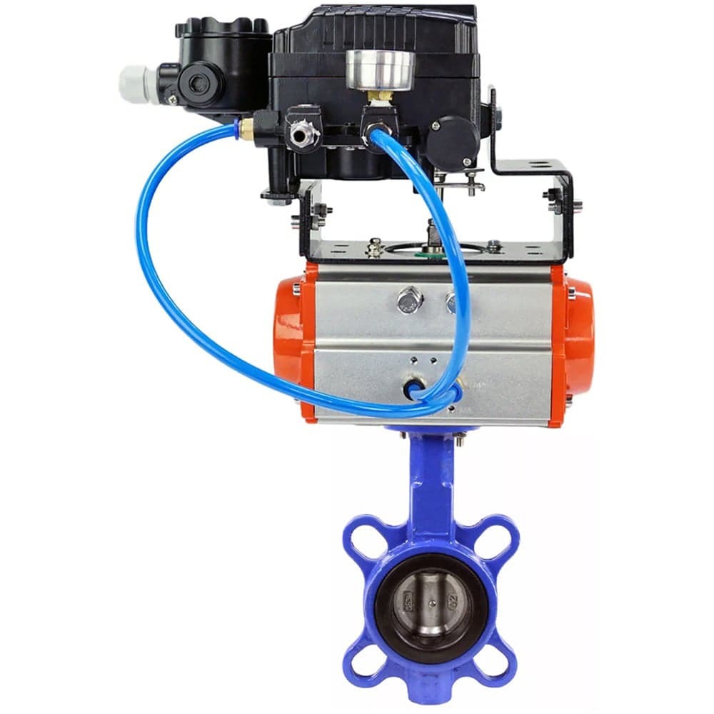 Water Butterfly Valve Elephant WBV1332N-2W-Fb-H body material - Cast iron GGG50, disk material - Stainless steel 316L, seal - NBR with double-acting pneumatic actuator DA and electropneumatic positioner with feedback Elephant YT-1000RSI