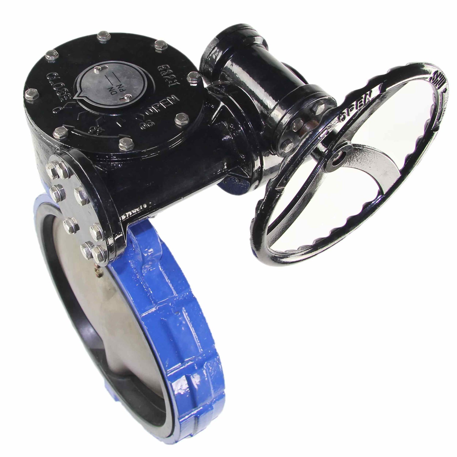 Water Butterfly Valve Elephant WBV3432E-2W-Fb-R PN16, body material - carbon steel WCB, disk material - stainless steel AISI 316L, seal - EPDM, gear operated