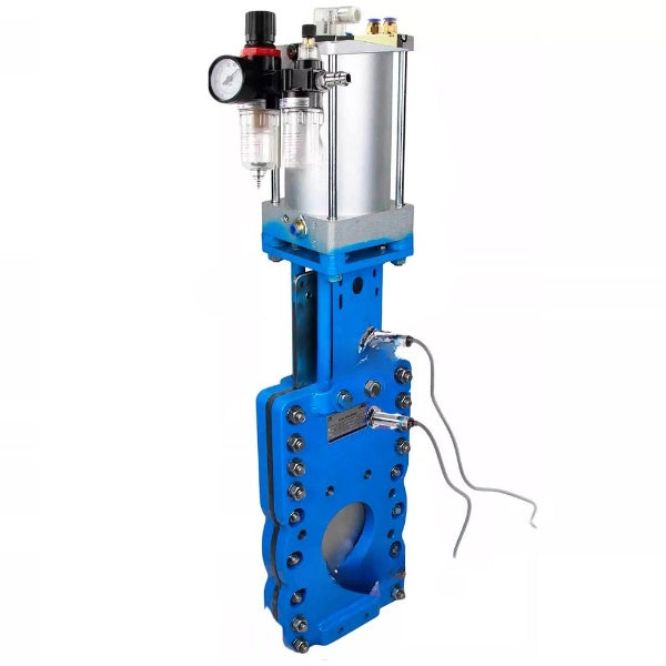 Gate valves Elephant GVKRT3431N-2W-Fb-2P interflanged, body - carbon steel WCB, gate - stainless steel 304, sealing - NBR, with pneumatic valve 4V210-08 220V, inductive sensors LJ12A3-4-J/EZ and ATU AFC2000