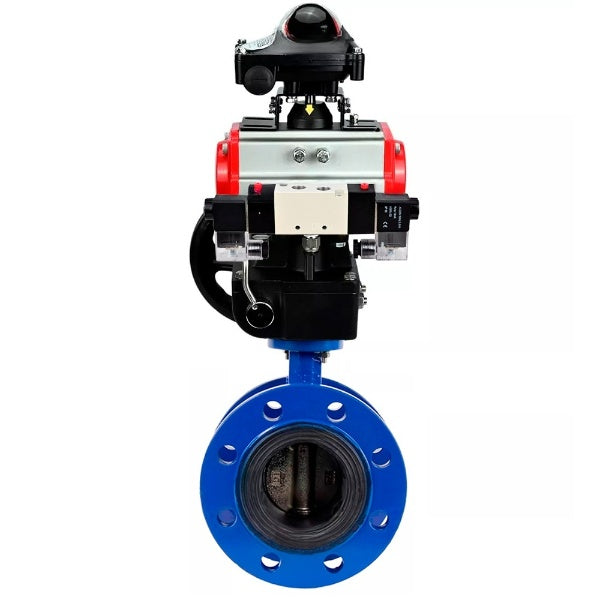 Water Butterfly Valve Elephant WBV1331E-2W-F-H, body material - Cast iron GGG40/EN-GJS-400-15, disk material - Stainless steel AISI 304, seal - EPDM, pneumatic actuator PA-DA double action, 4V320-10 220V, BKV APL-210N, handwheel MON