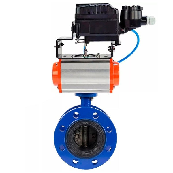 Water Butterfly Valve Elephant WBV1331E-2W-F-H, body material - Cast iron GGG40/EN-GJS-400-15, disk material - Stainless steel AISI 304, seal - EPDM, pneumatic actuator PA-SA with return springs, positioner YT-1000RSN with feedback