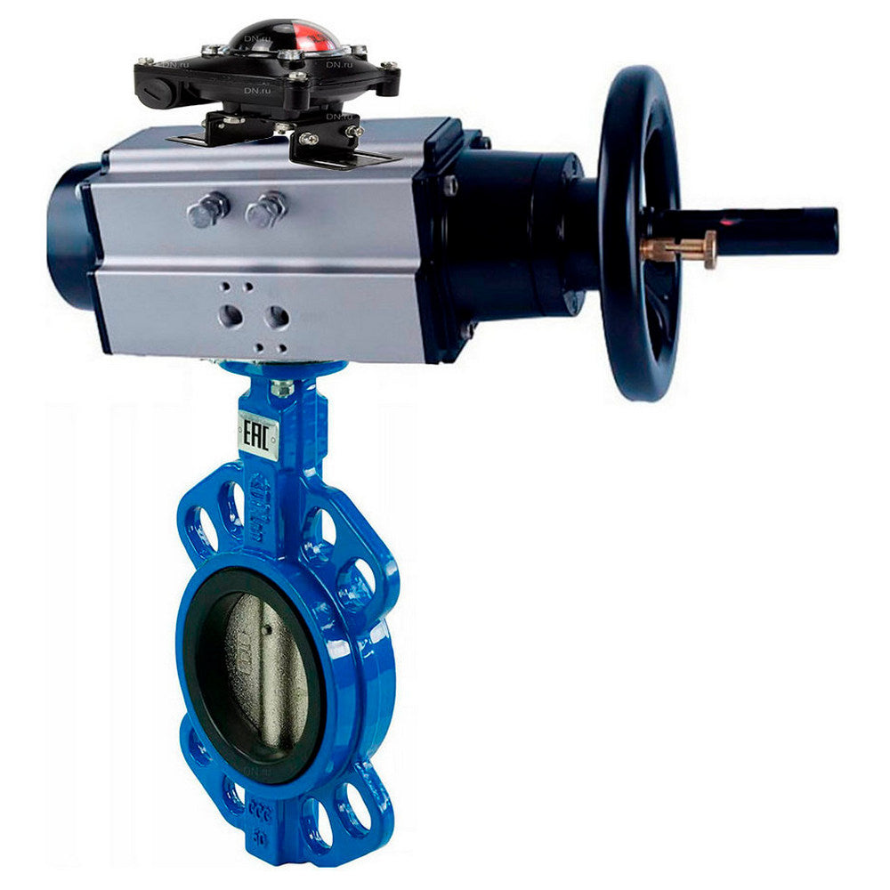 Water Butterfly Valve Elephant WBV1616N-2W-Fb-H, body material - cast iron QT450, disk material - cast iron QT450, seal - NBR, pneumatic actuator PA-DA-105-1 double action, BKV APL-410N EX