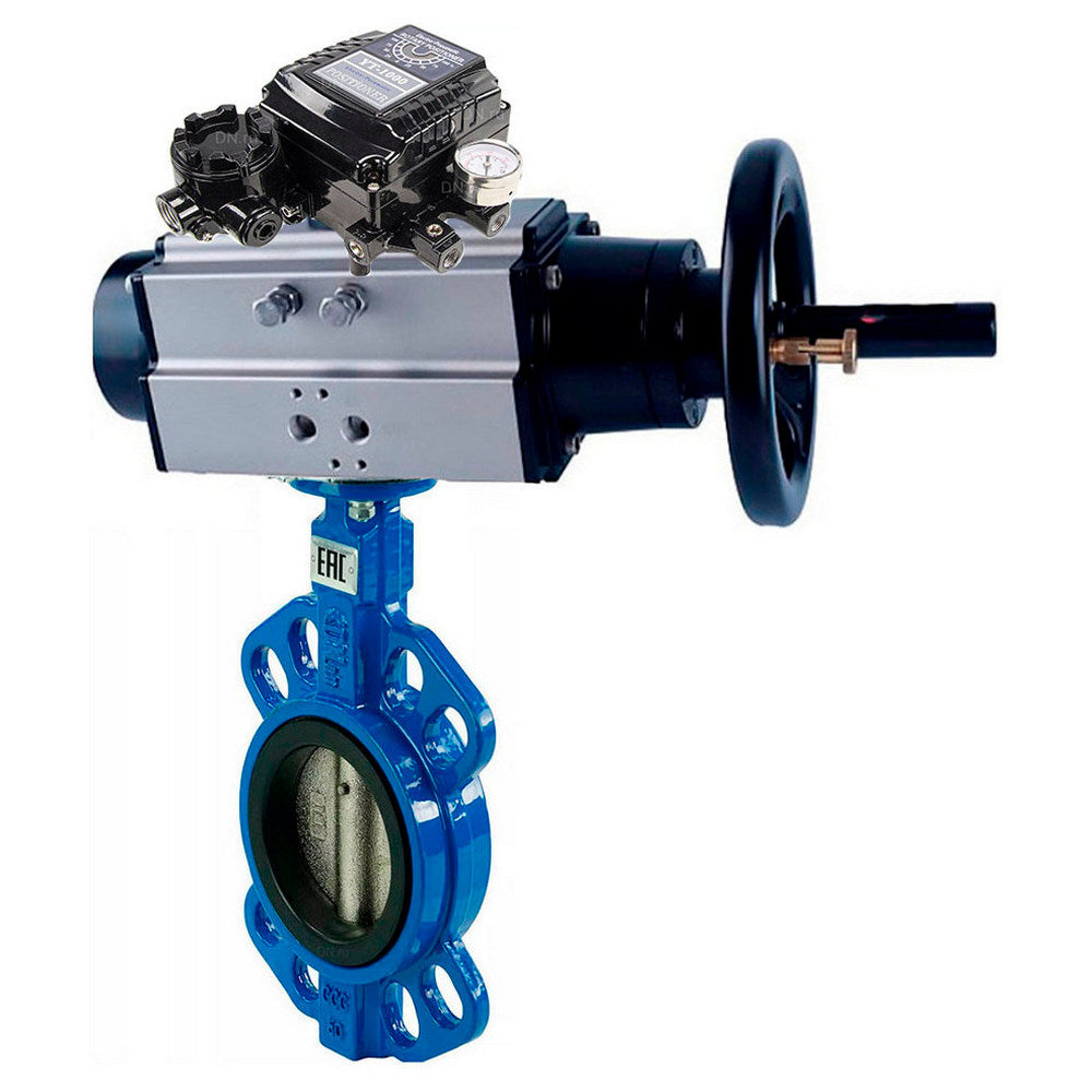 Water Butterfly Valve Elephant WBV1631E-2W-Fb-H, body material - cast iron QT450, disk material - Stainless steel AISI 304, seal - EPDM, pneumatic actuator PA-DA-105-1 double action, positioner YT-1000RSN without feedback