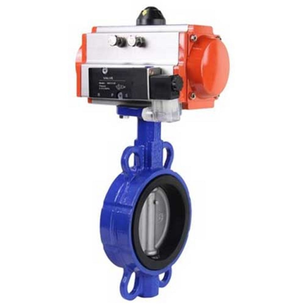 Water Butterfly Valve Elephant WBV1616E-2W-Fb-H, body material - cast iron QT450, disk material - cast iron QT450, seal - EPDM, pneumatic actuator PA-DA double action, 4M310-08 220V handwheel MON, BPV AFC2000