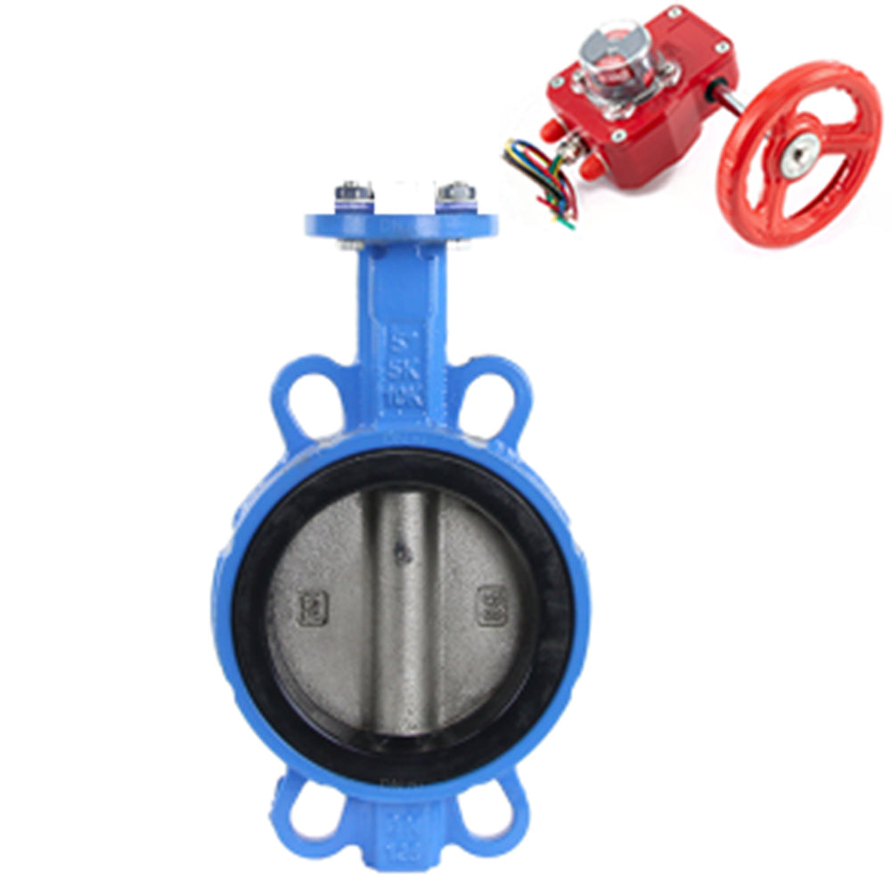 Water Butterfly Valve Elephant WBV1632E-2W-Fb-H, body material - cast iron QT450, disk material - stainless steel AISI 316L, seal - EPDM, gearbox HGBF RQN