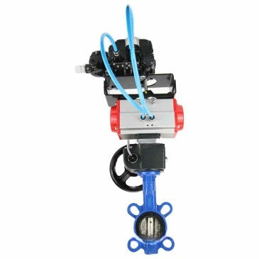 Water Butterfly Valve Elephant WBV1632E-2W-Fb-H, body material - cast iron QT450, disk material - stainless steel AISI 316L, seal - EPDM, pneumatic actuator PA-DA double action, positioner YT-1000RSN without feedback, handwheel MON