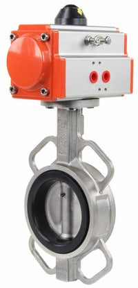 Water Butterfly Valve Elephant WBV3131E-2W-Fb-H, body material - Stainless steel AISI 304, disk material - Stainless steel AISI 304, seal - EPDM, pneumatic actuator PA-DA double action