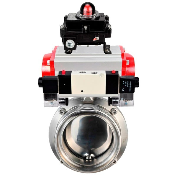 Water Butterfly valves Elephant WBV3131S-2W-T-H, body material - stainless steel AISI 304, seal - Silicon, with pneumatic actuator PA-DA, pneumatic distributor 4V320-10 220V, BKVAPL-410N EX