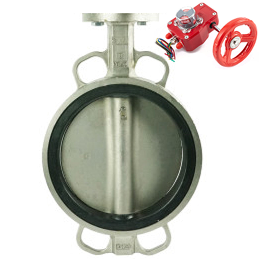 Water Butterfly Valve Elephant WBV3131V-2W-Fb-H, body material - Stainless steel AISI 304, disk material - Stainless steel AISI 304, seal - Viton, gearbox HGBF RQN