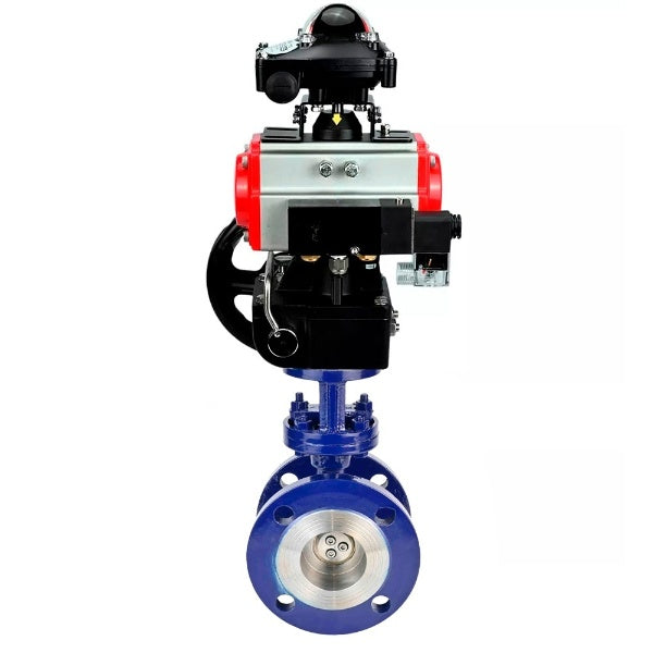 Water Butterfly Valve Elephant WBV3EX-3432M-1W-F-ISO, body material - Carbon steel, disk material - Stainless steel AISI 316, seal - Metal, pneumatic actuator PA-DA double action, 4M310-08 220V, BKV APL-210N, handwheel MON