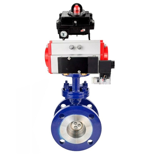 Water Butterfly Valve Elephant WBV3EX-3431M-1W-F-ISO, body material - Carbon steel, disk material - Stainless steel AISI 304, seal - Metal, pneumatic actuator PA-SA with return springs, 4M310-08 24V, BKV APL-410N EX